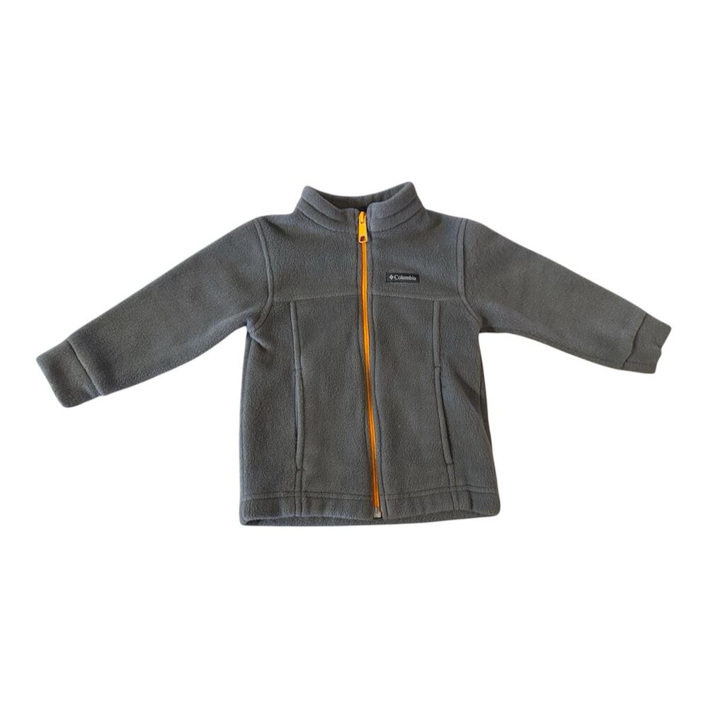 Columbia Toddler Gray Fleece Jacket 18-24Months Full Zip Lightweight Orange Trim